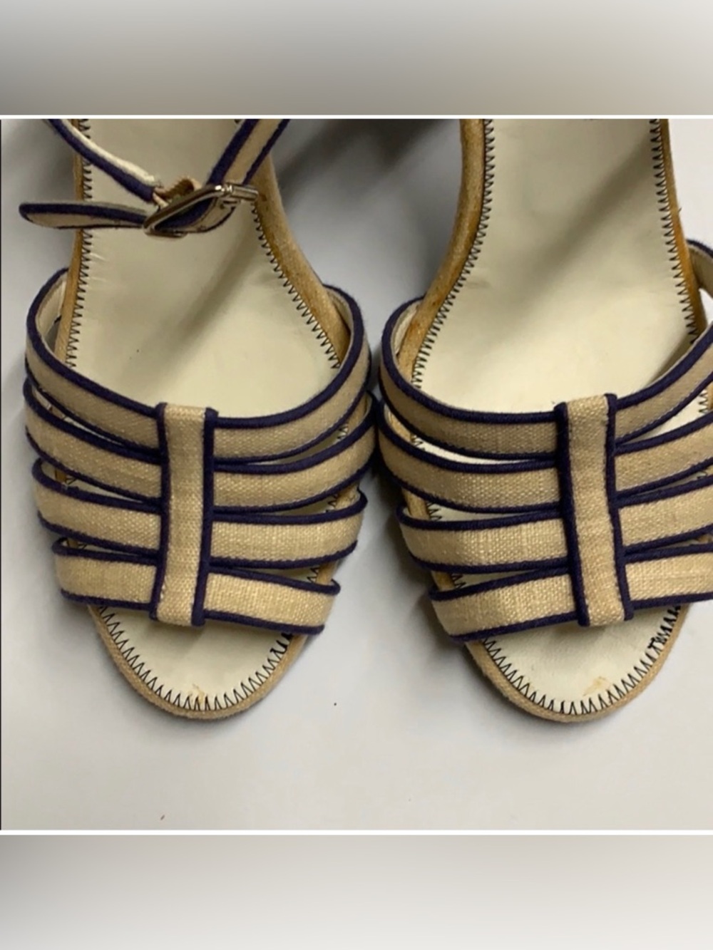 Marc Jacobs Beige Sandals with Dark Trim Ankle-Strap Heels - Picture 2 of 6